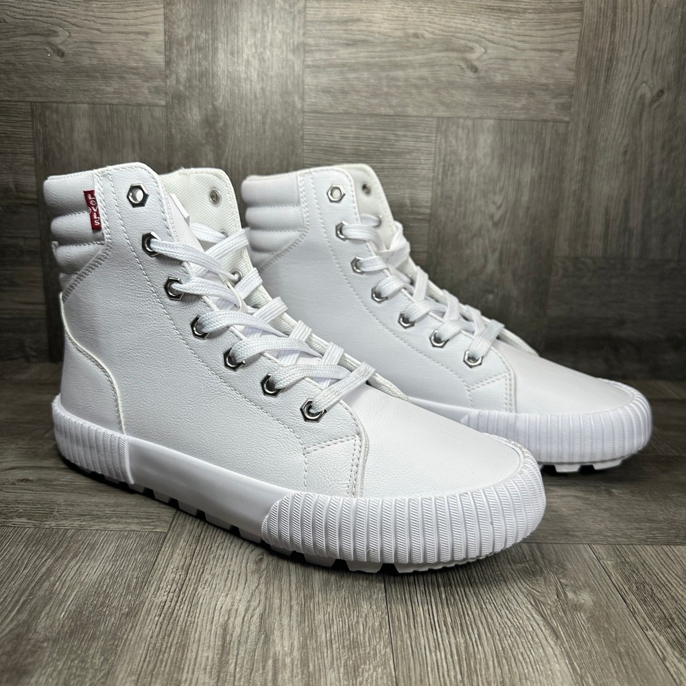 Levi's High Top Sneakers Womens 7.5 White Faux Leather Lug Sole Casual NEW - Picture 5 of 8